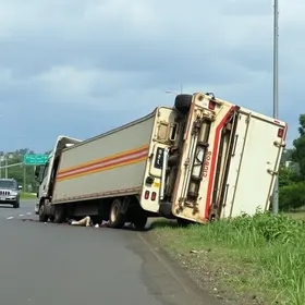 carreta tomba na rodovia Raposo Tavares